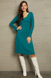 Culture Code Full Size Chevron Upper Bodycon Midi Dress Deep Teal OutfitFlow